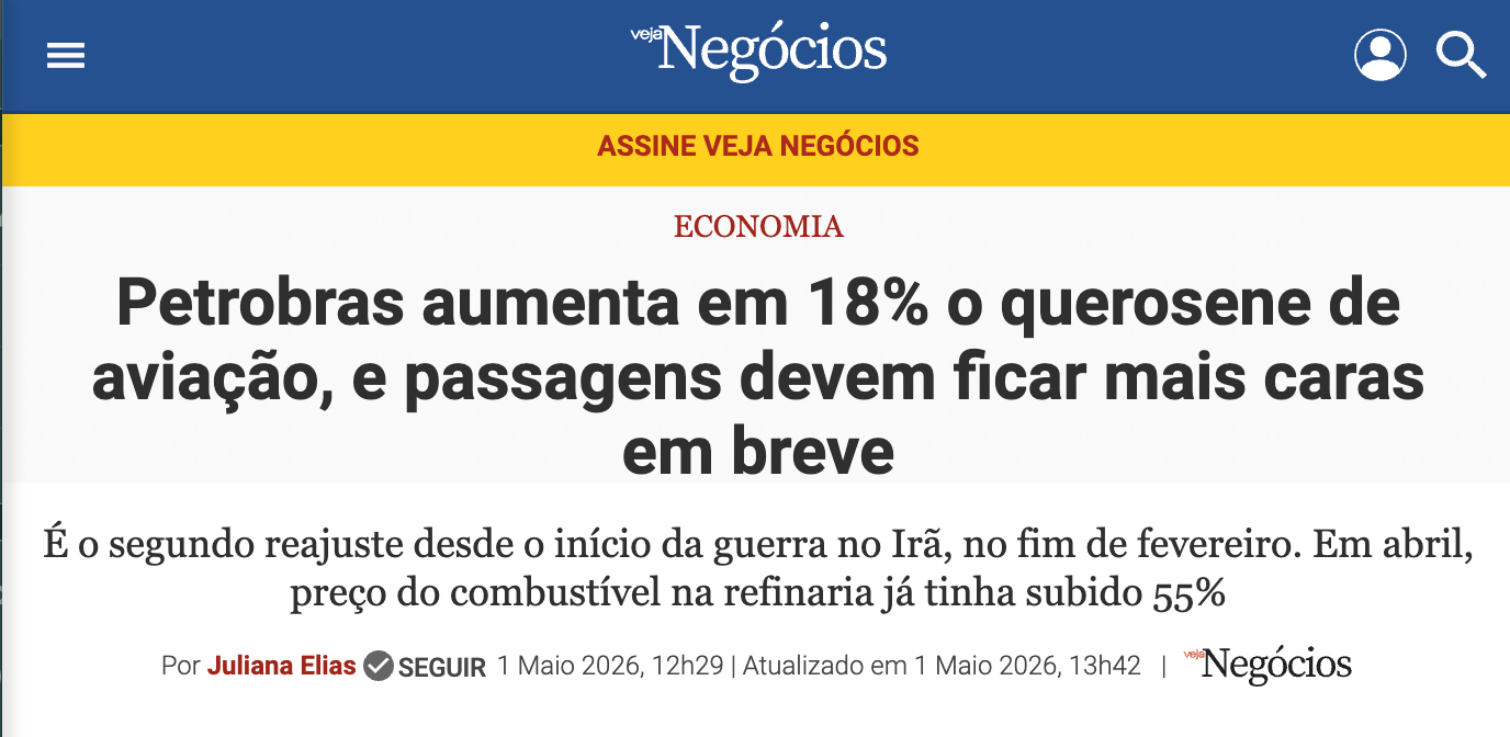 Notícia sobre passagens para 2026